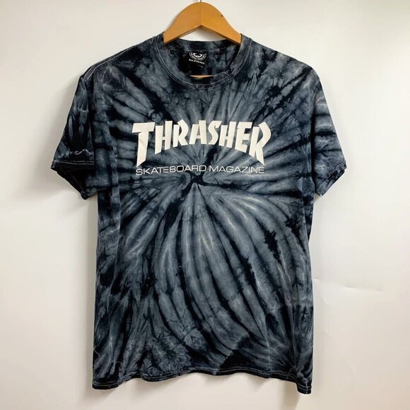Thrasher Skateboard Magazine Men's Black Gray Tie-Dye 100% Cotton T-Shirt Size M - Picture 1 of 11